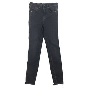 We The Free Free People Denim Skinny Jeans Size 26 Frayed Hem Charcoal Black